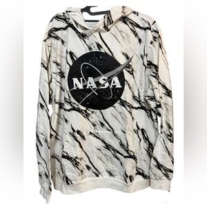 Hybrid Men's NASA Black & White Marble Tie Dye Long Sleeves Hoodie Size XL